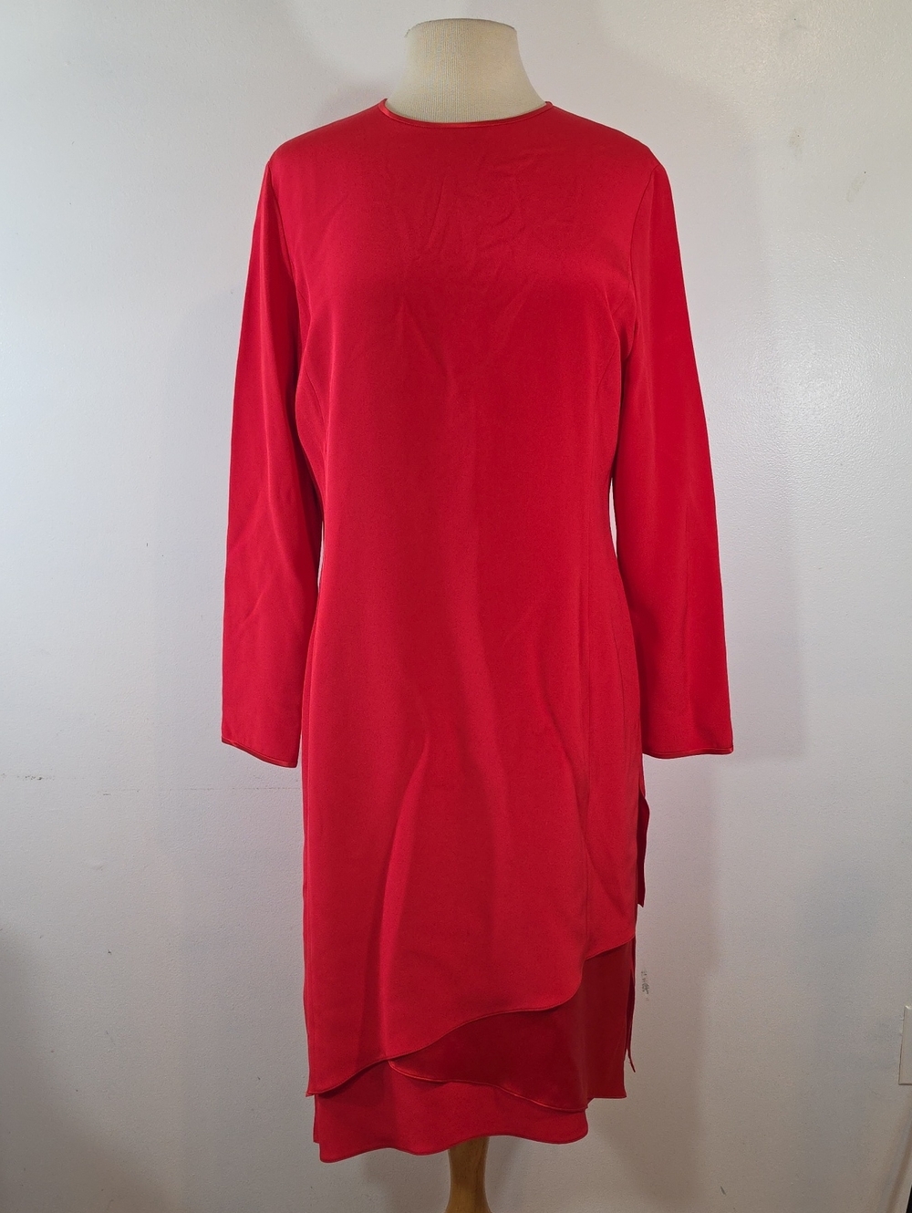 Tom And Linda Platt Red Layered Long-Sleeve Dress 12